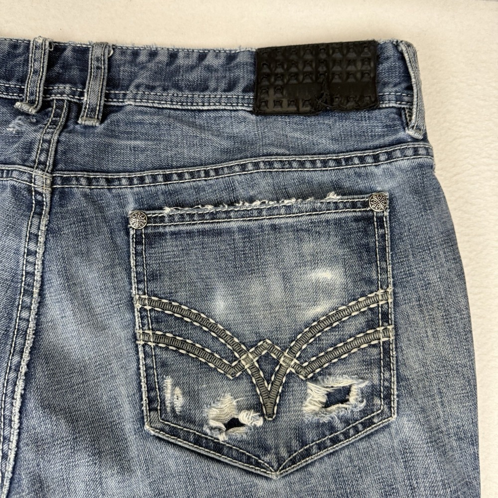 Affliction Cooper Relaxed Bootcut Jeans Mens 36 Distressed Stone Blue Y2K Denim - Picture 10 of 10